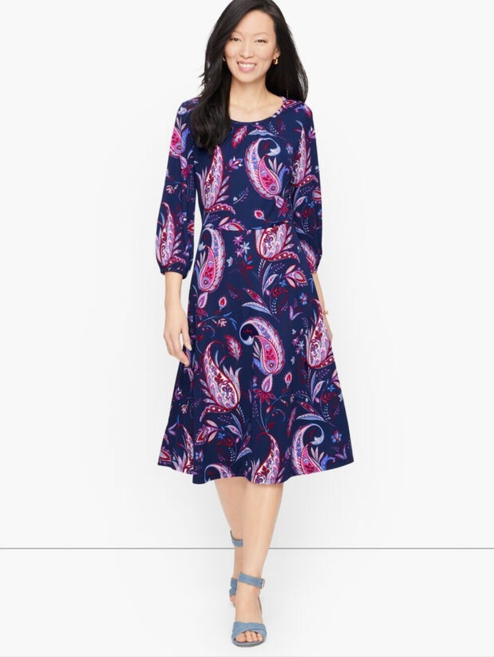 Talbots Jersey Knit Winding Paisley Dress 16